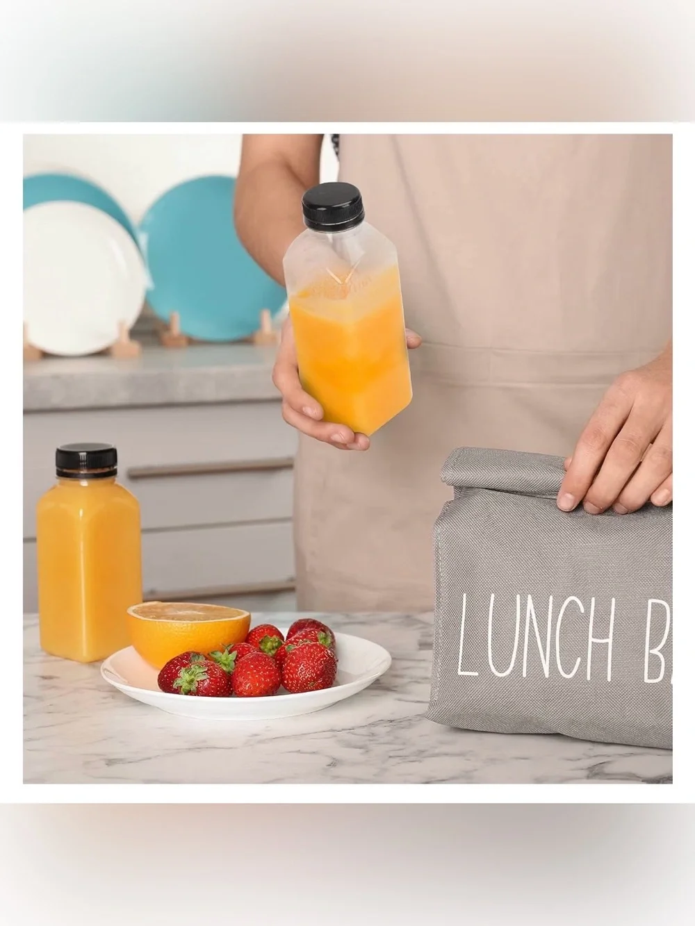 Moretoes 40pcs 12oz Juice Bottles with Caps, Plastic Bottles with Lids